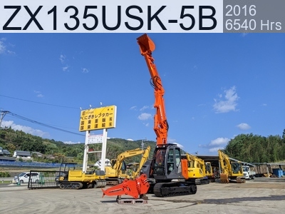 Used Construction Machine Used HITACHI Demolition excavators Long front ZX135USK-5B #100715, 2016Year 6540Hours